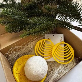 Kompletek mini dišeči kamen + uhani